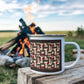 Red diamond quilt mug black background