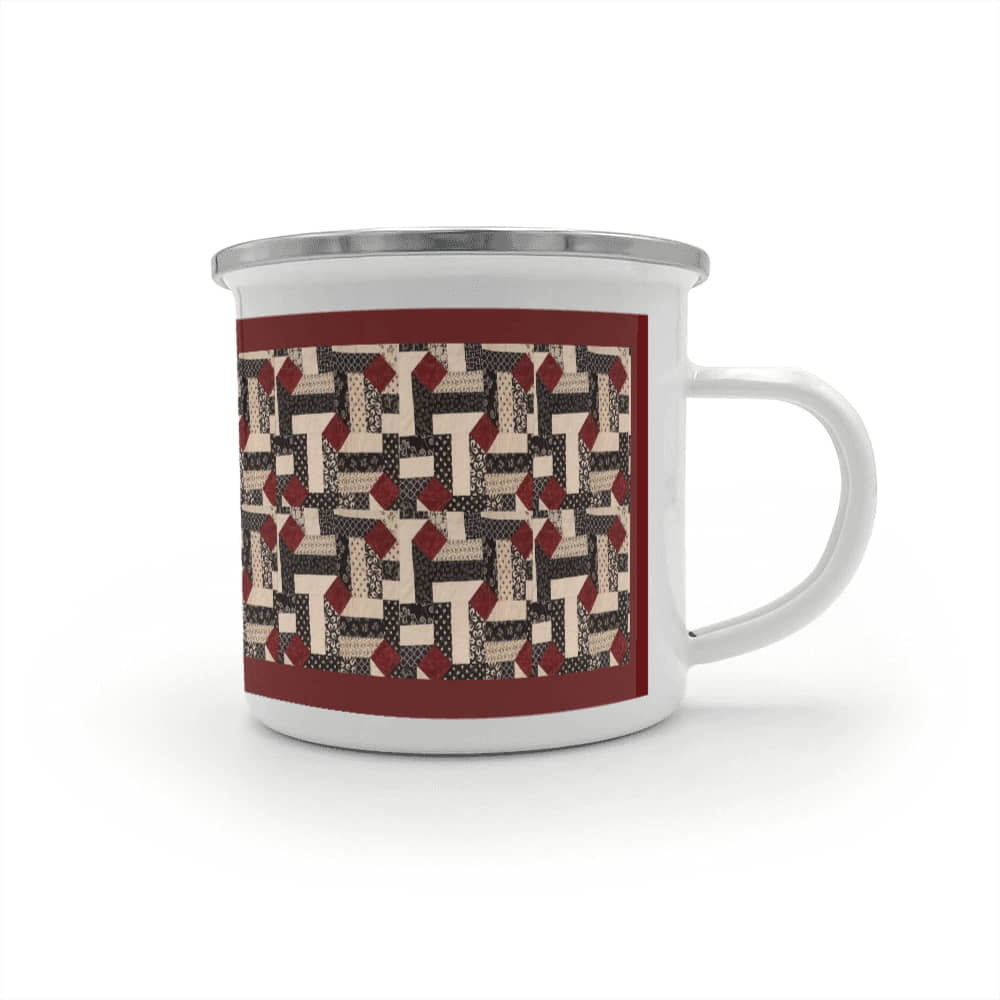 Red diamond quilt mug red background