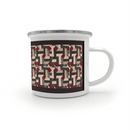 Red diamond quilt mug black background