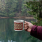 Red diamond quilt mug red background