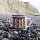 Red diamond quilt mug black background